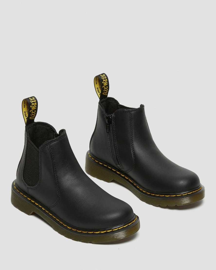 Black Softy T Kids' Dr Martens Junior 2976 Softy T Leather Chelsea Boots | 084659-RME