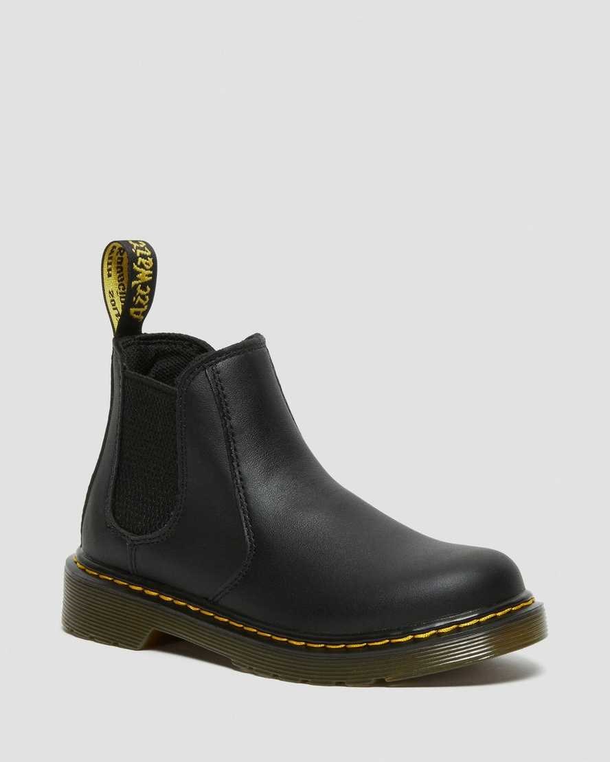 Black Softy T Kids\' Dr Martens Junior 2976 Softy T Leather Chelsea Boots | 084659-RME