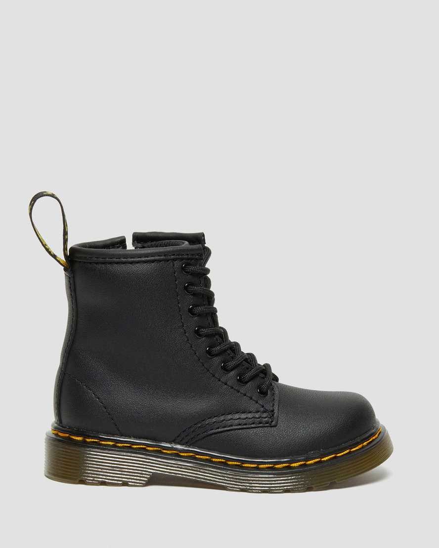 Black Softy T Kids' Dr Martens Toddler 1460 Softy T Leather Lace Up Boots | 785601-NRI