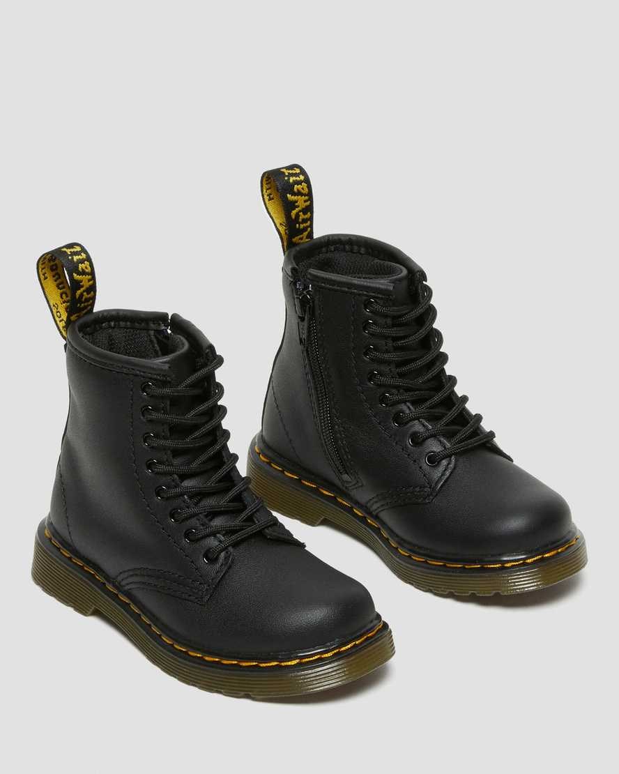 Black Softy T Kids' Dr Martens Toddler 1460 Softy T Leather Lace Up Boots | 785601-NRI