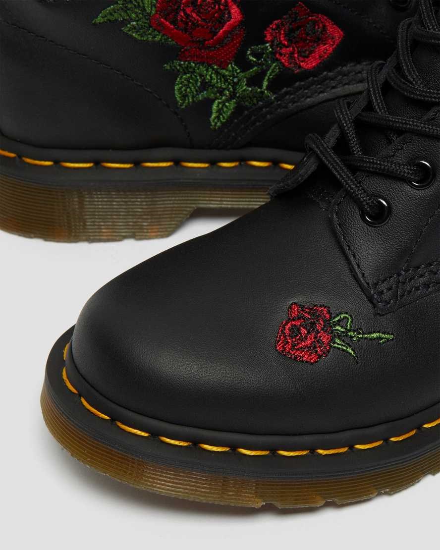 Black Softy T Women's Dr Martens 1460 Vonda Floral Leather Lace Up Boots | 129506-ZIP