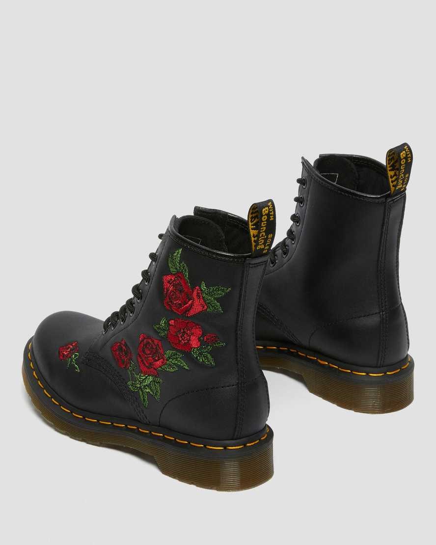 Black Softy T Women's Dr Martens 1460 Vonda Floral Leather Lace Up Boots | 129506-ZIP