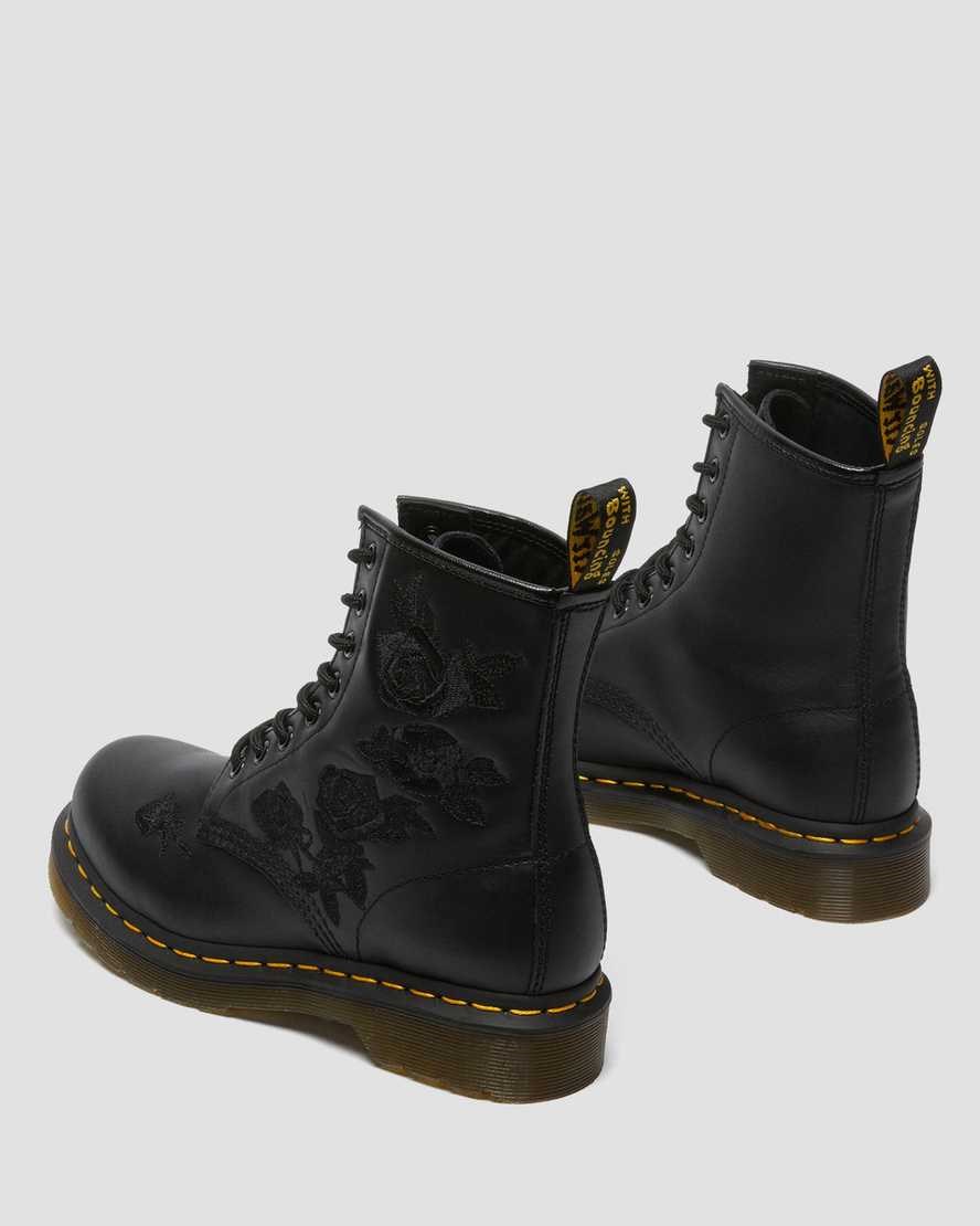 Black Softy T Women's Dr Martens 1460 Vonda Mono Floral Lace Up Boots | 714625-OVM