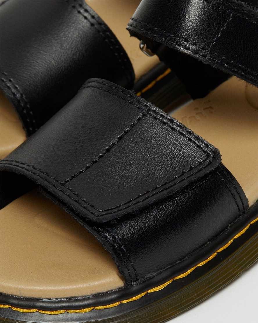 Black T Lamper Kids' Dr Martens Junior Romi Leather Velcro Sandals | 140352-KQM