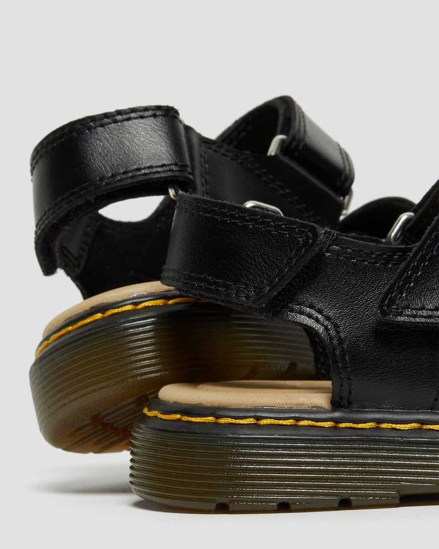 Black T Lamper Kids' Dr Martens Junior Romi Leather Velcro Sandals | 140352-KQM