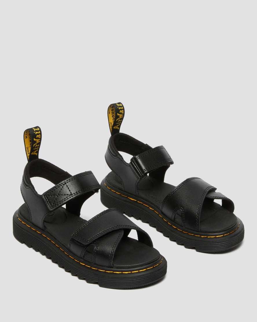 Black T Lamper Kids' Dr Martens Junior Vossie Leather Sandals | 284531-IOG