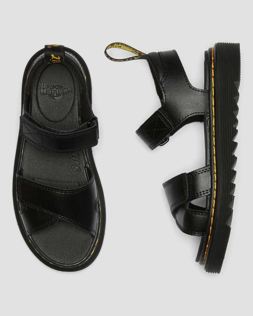 Black T Lamper Kids' Dr Martens Junior Vossie Leather Sandals | 284531-IOG