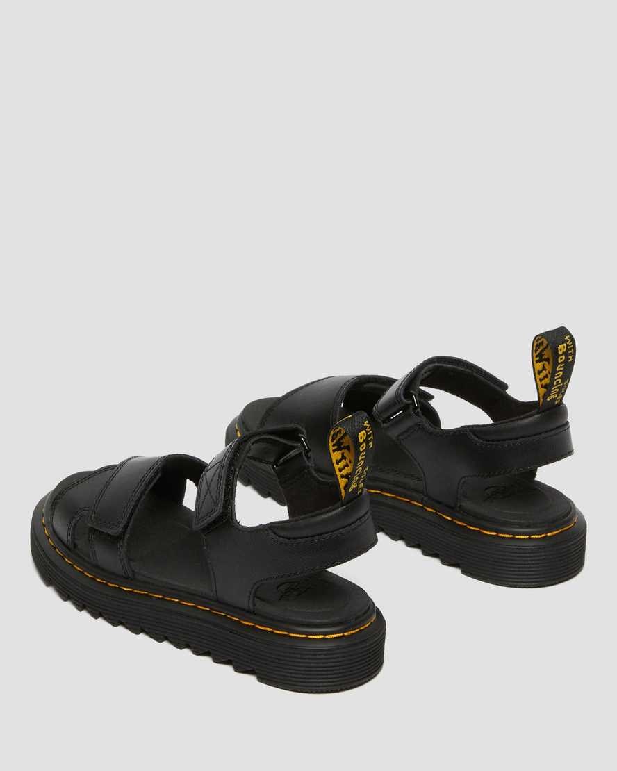 Black T Lamper Kids' Dr Martens Junior Vossie Leather Sandals | 284531-IOG