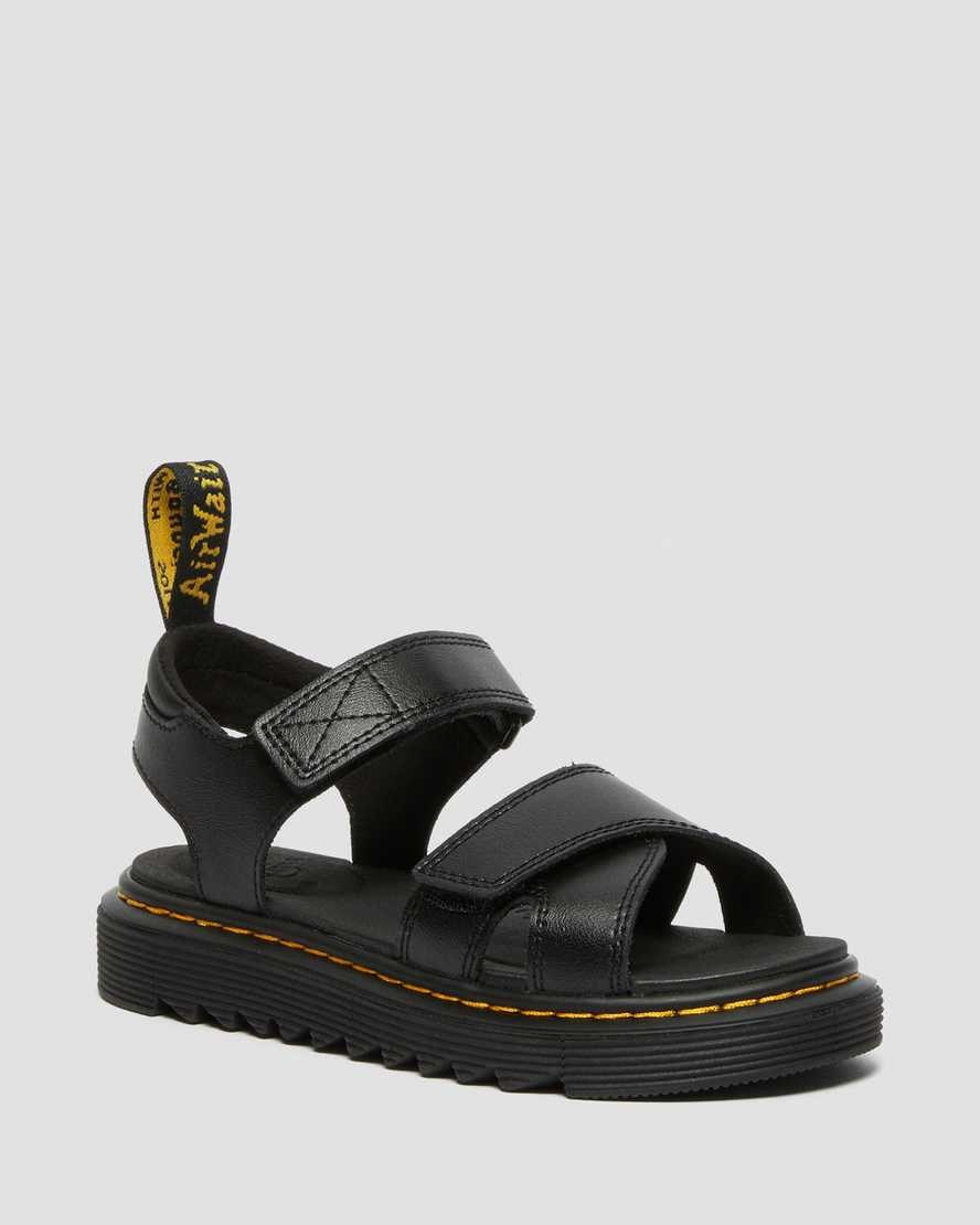 Black T Lamper Kids' Dr Martens Junior Vossie Leather Sandals | 284531-IOG