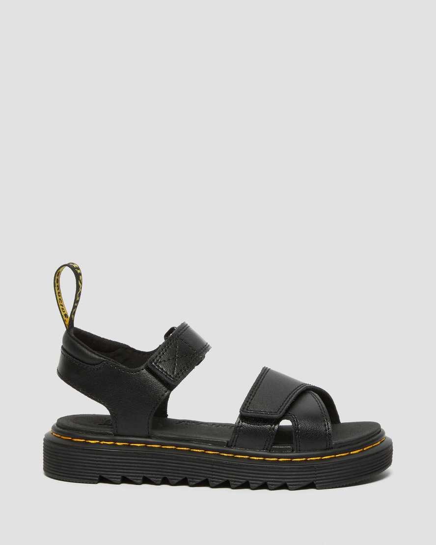 Black T Lamper Kids' Dr Martens Junior Vossie Leather Sandals | 284531-IOG