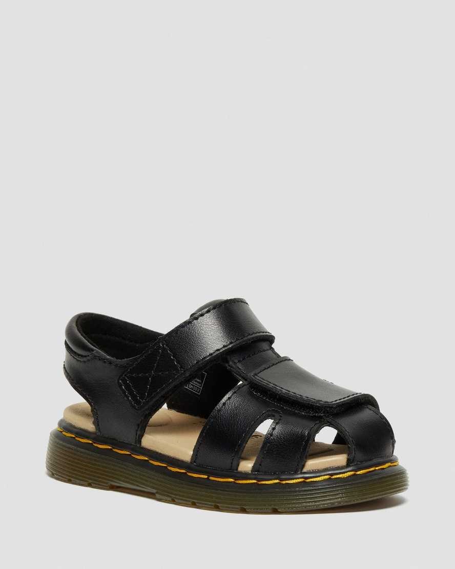 Black T Lamper Kids' Dr Martens Toddler Moby II Leather Velcro Sandals | 920568-PYK