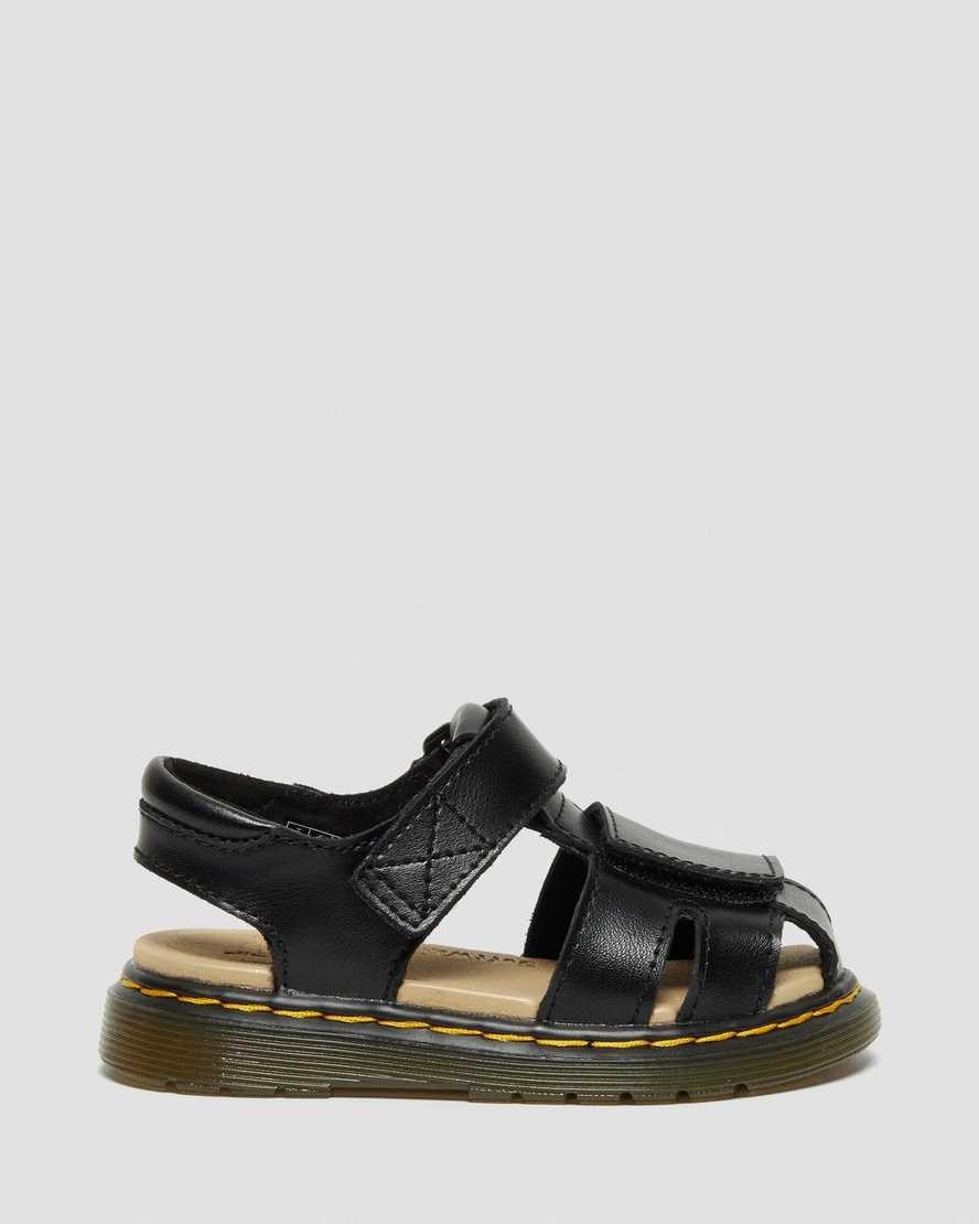 Black T Lamper Kids' Dr Martens Toddler Moby II Leather Velcro Sandals | 920568-PYK