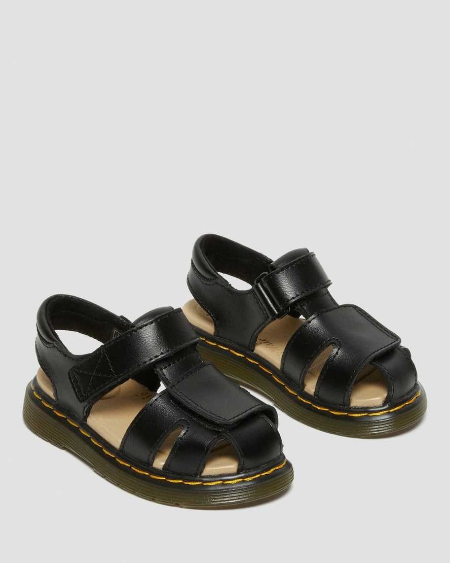 Black T Lamper Kids' Dr Martens Toddler Moby II Leather Velcro Sandals | 920568-PYK