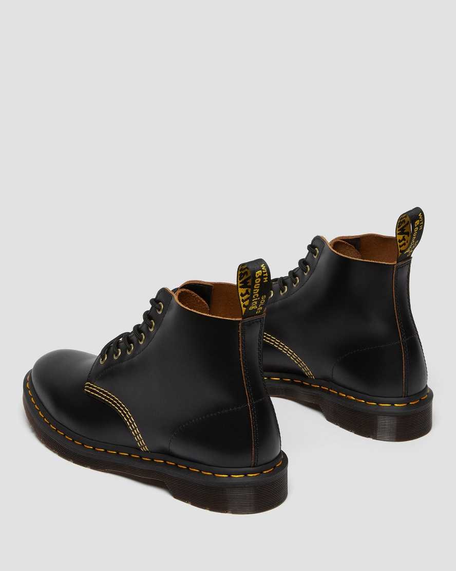 Black Vintage Smooth Men's Dr Martens 101 Vintage Smooth Leather Lace Up Boots | 192475-LCE