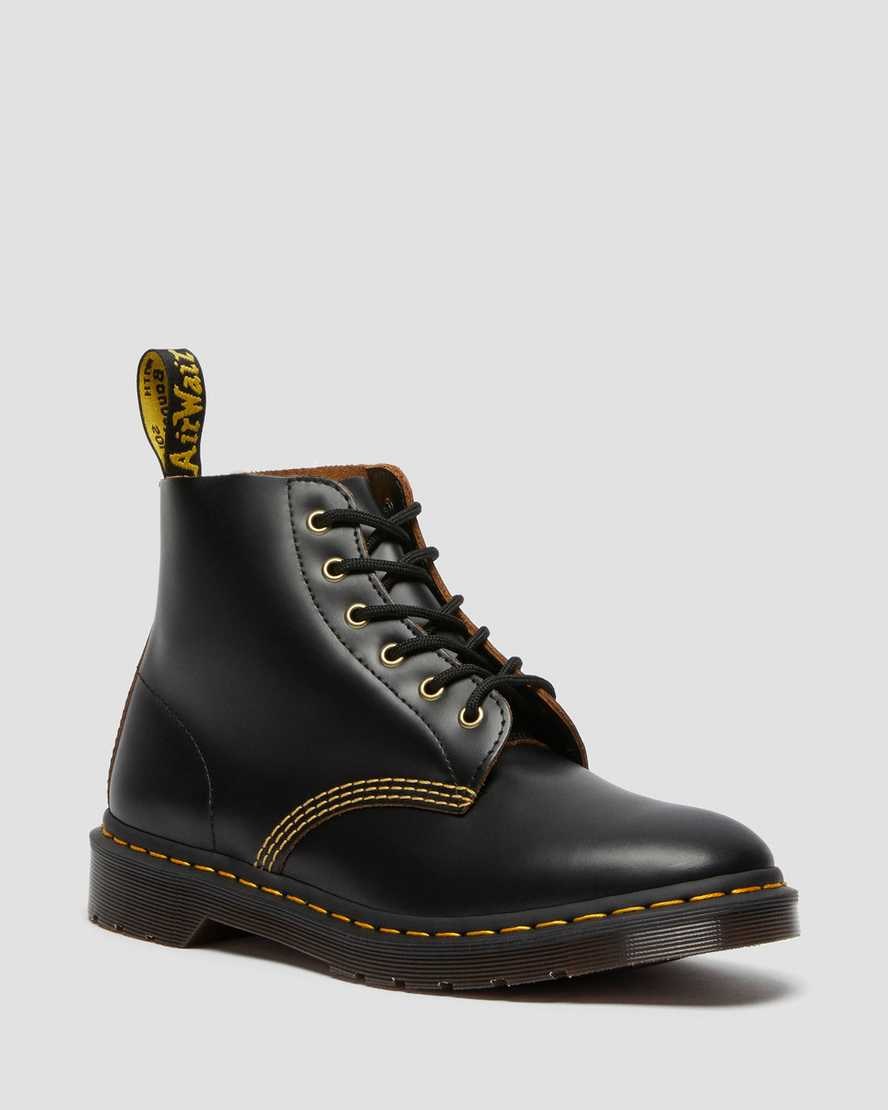 Black Vintage Smooth Men\'s Dr Martens 101 Vintage Smooth Leather Lace Up Boots | 192475-LCE