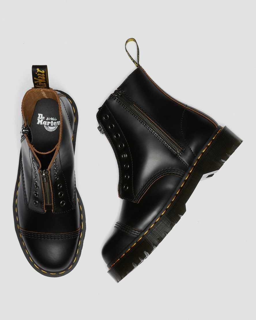 Black Vintage Smooth Men's Dr Martens 1460 Laceless Bex Leather Zip Up Boots | 038746-EQY