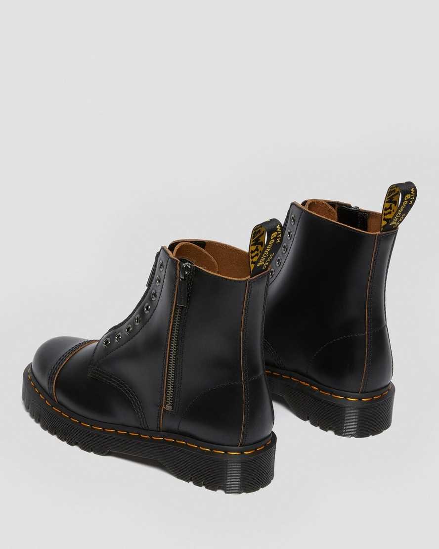 Black Vintage Smooth Men's Dr Martens 1460 Laceless Bex Leather Zip Up Boots | 038746-EQY