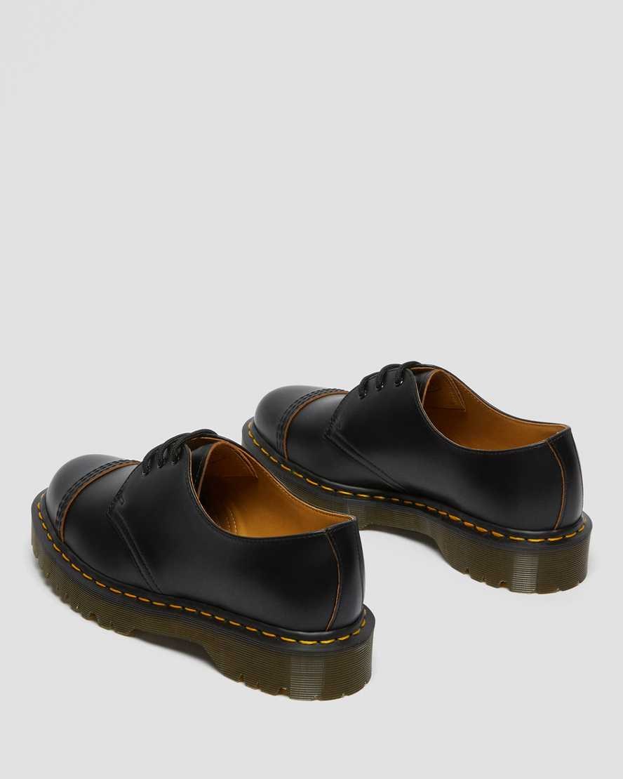 Black Vintage Smooth Men's Dr Martens 1461 Bex Made in England Toe Cap Oxford Shoes | 157042-EDO