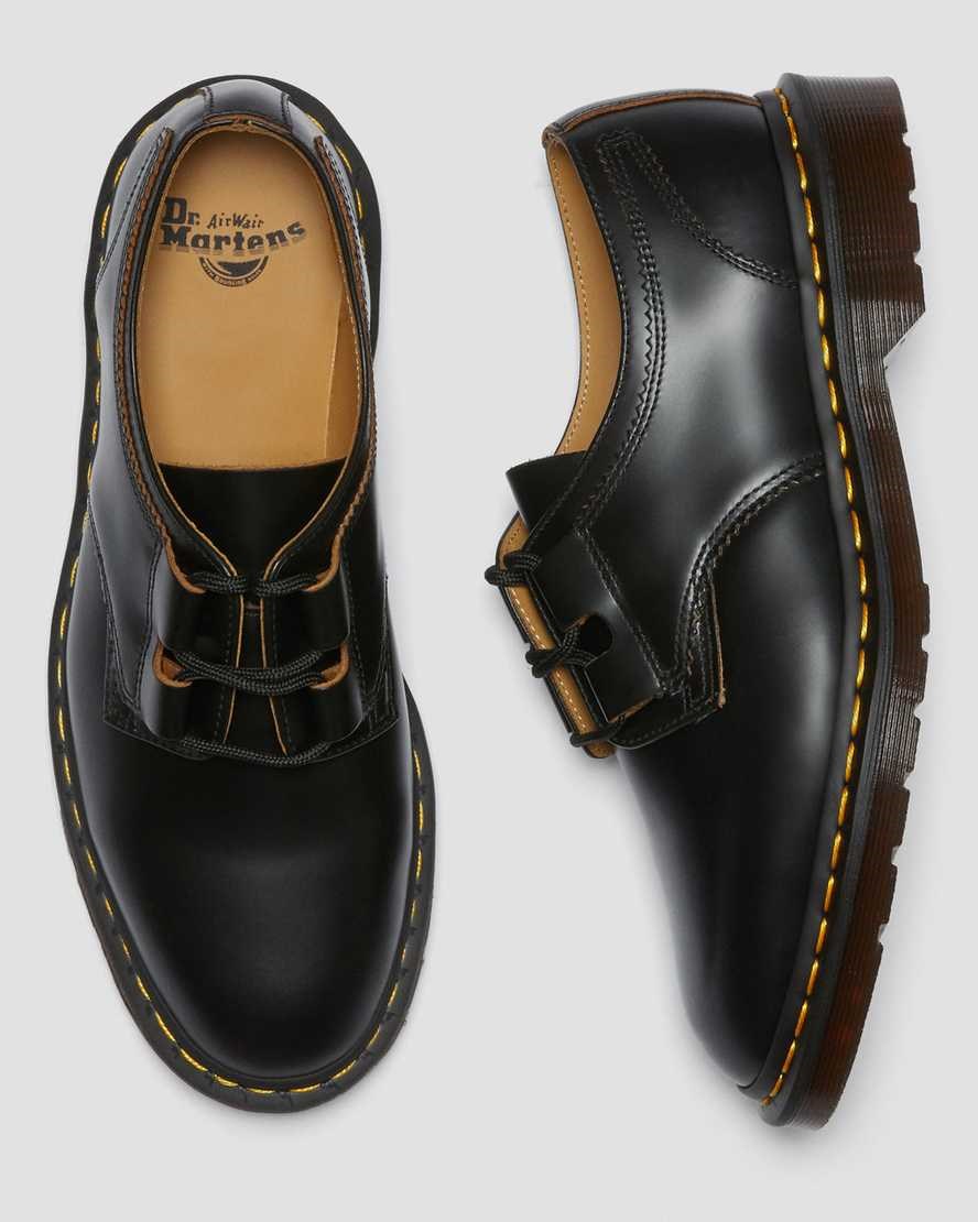 Black Vintage Smooth Men's Dr Martens 1461 Ghillie Leather Oxford Shoes | 531984-PFD