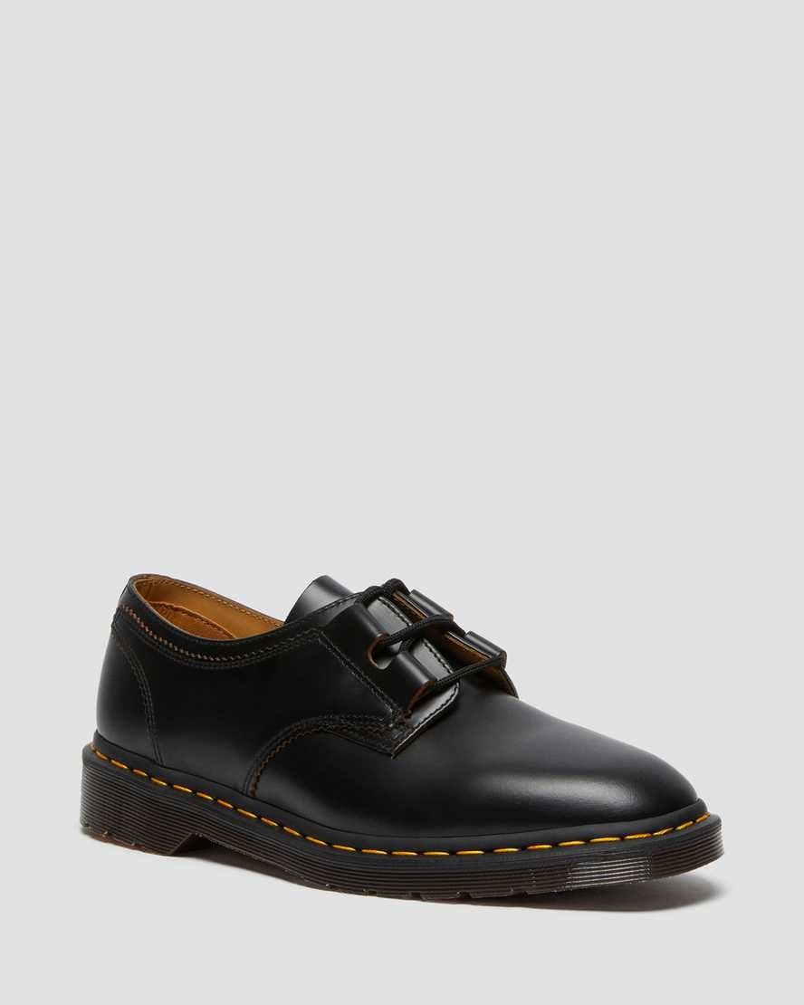 Black Vintage Smooth Men's Dr Martens 1461 Ghillie Leather Oxford Shoes | 531984-PFD