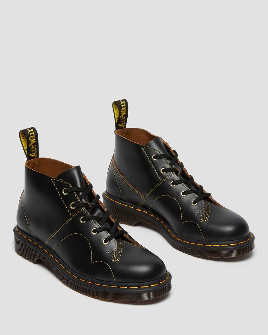 Black Vintage Smooth Men's Dr Martens Church Vintage Monkey Ankle Boots | 012376-ENQ