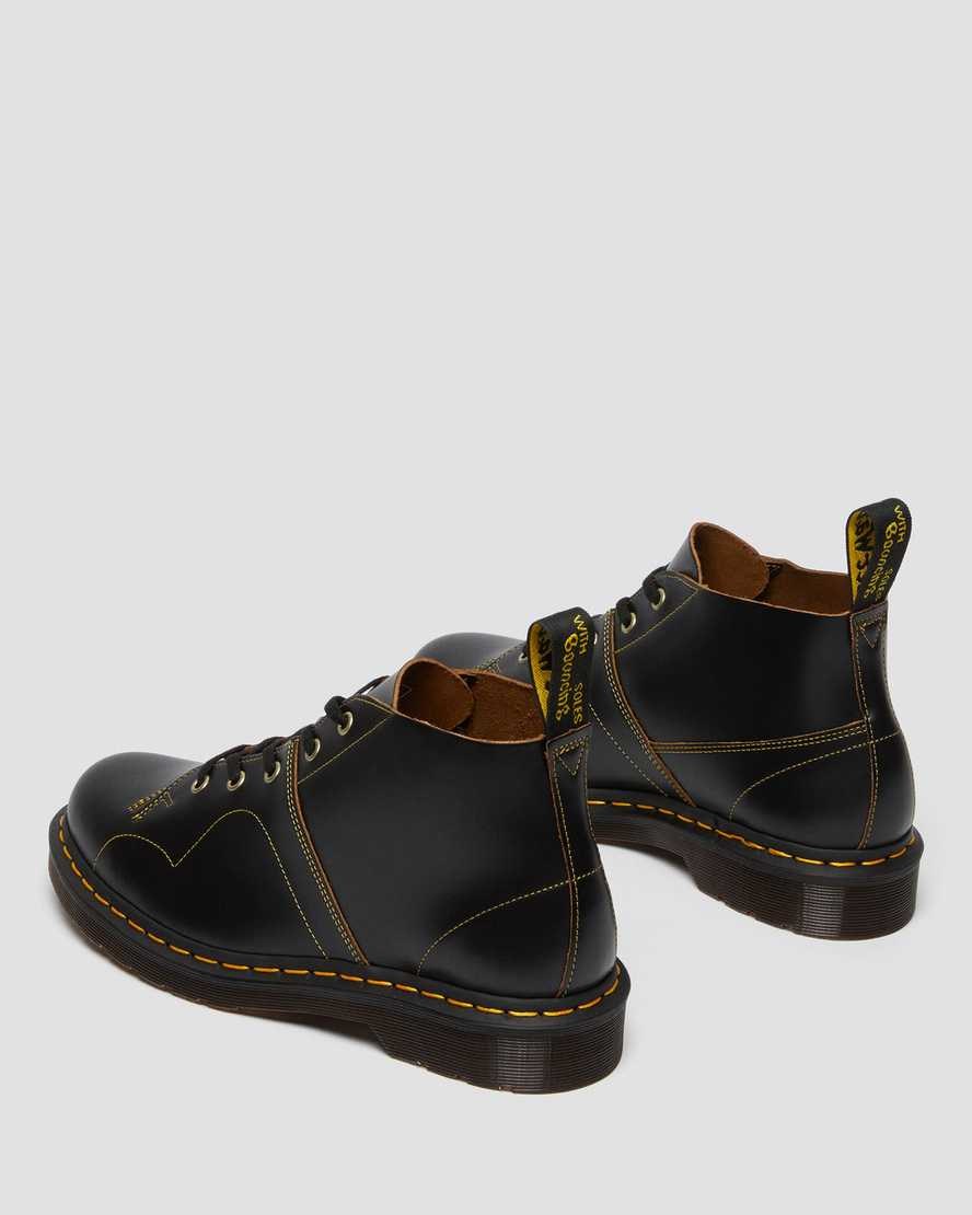 Black Vintage Smooth Men's Dr Martens Church Vintage Monkey Ankle Boots | 012376-ENQ