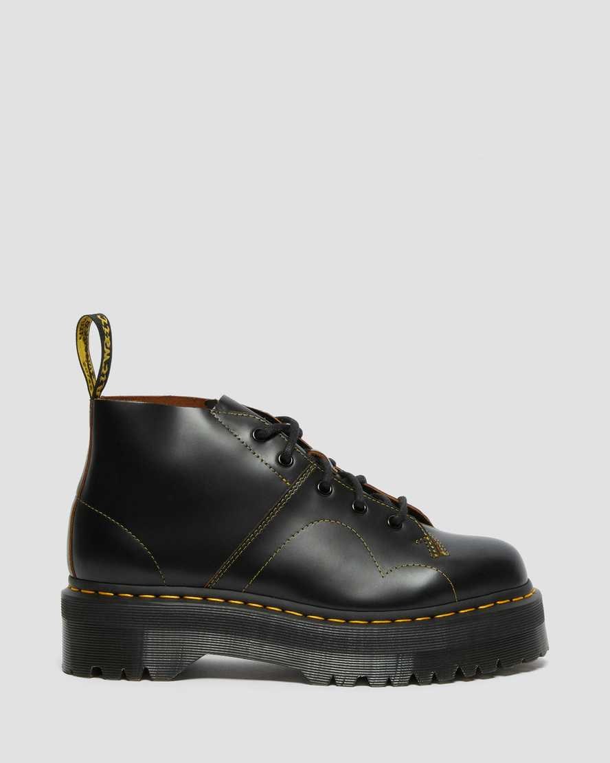 Black Vintage Smooth Men's Dr Martens Church Platform Monkey Ankle Boots | 154932-URY