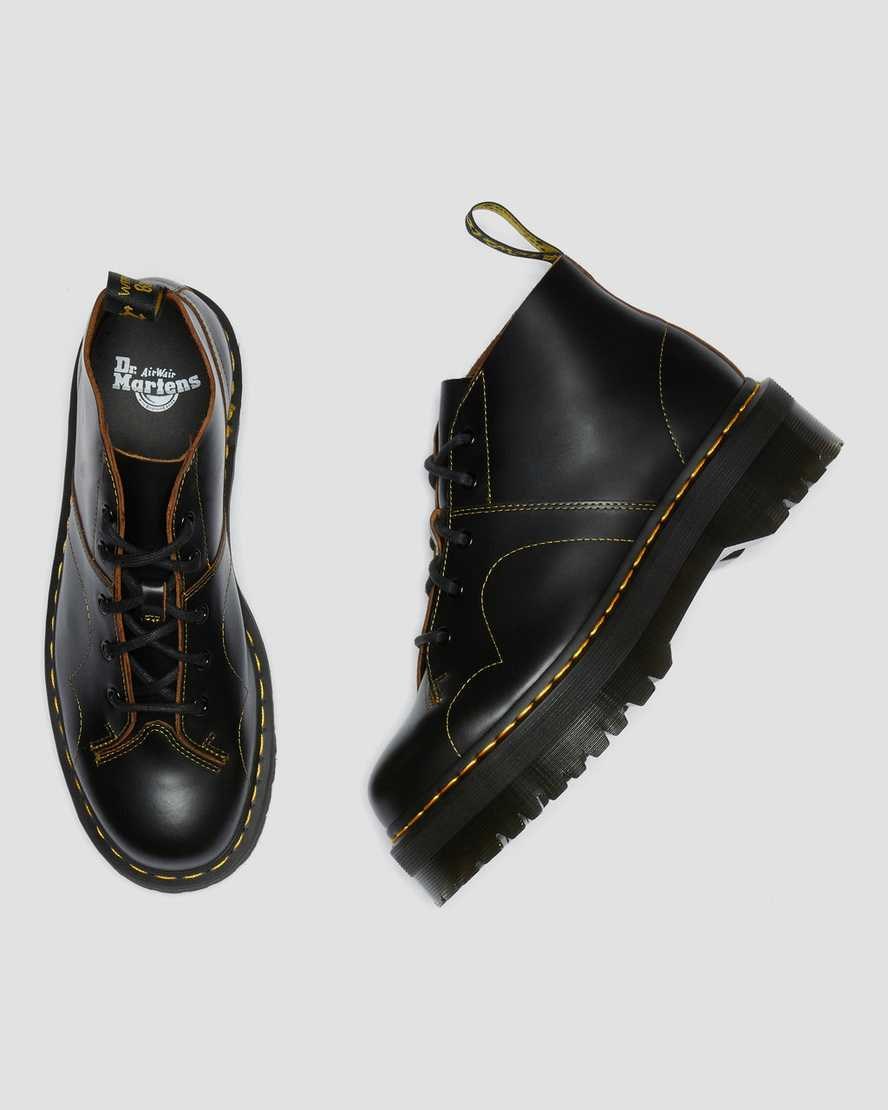 Black Vintage Smooth Men's Dr Martens Church Platform Monkey Ankle Boots | 154932-URY