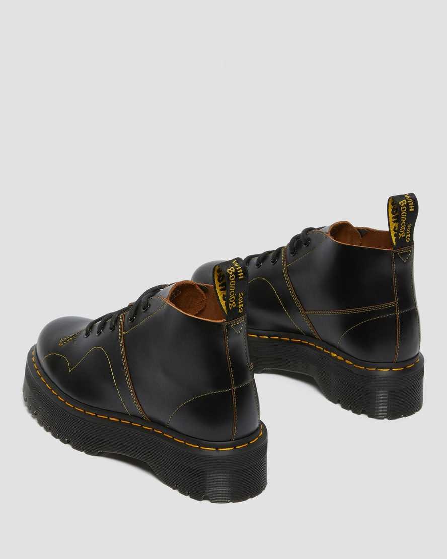 Black Vintage Smooth Men's Dr Martens Church Platform Monkey Ankle Boots | 154932-URY