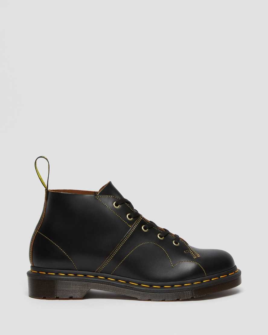 Black Vintage Smooth Men's Dr Martens Church Vintage Monkey Lace Up Boots | 184390-LGO