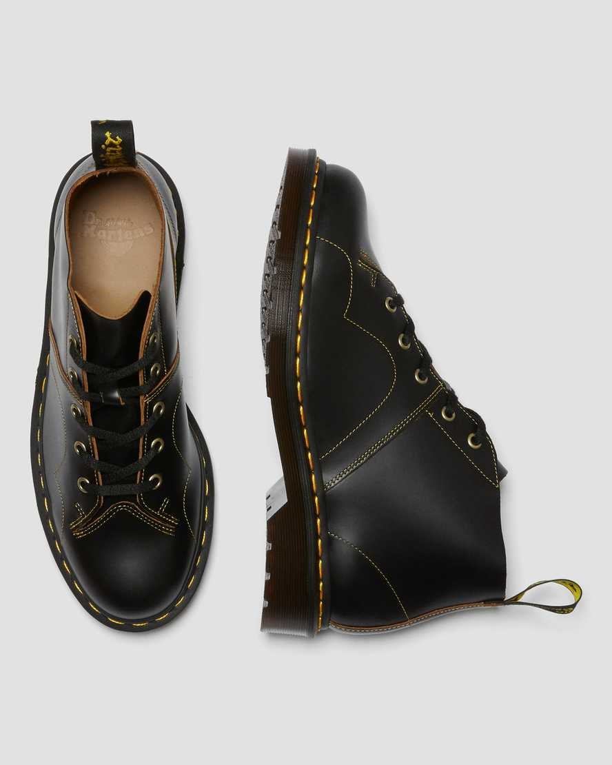 Black Vintage Smooth Men's Dr Martens Church Vintage Monkey Lace Up Boots | 184390-LGO