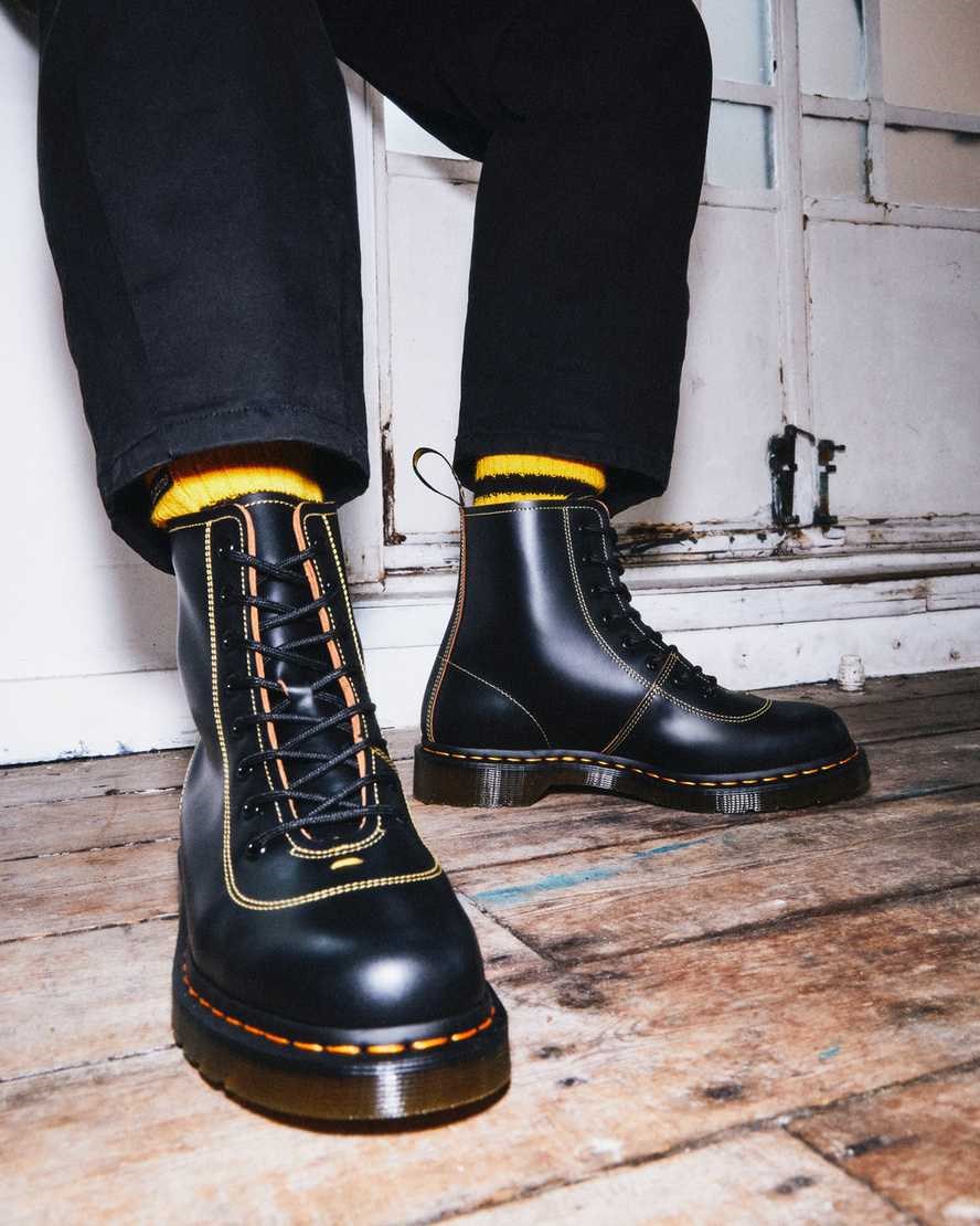 Black Vintage Smooth Men's Dr Martens Pharamond Vintage Smooth Leather Lace Up Boots | 908752-KVW