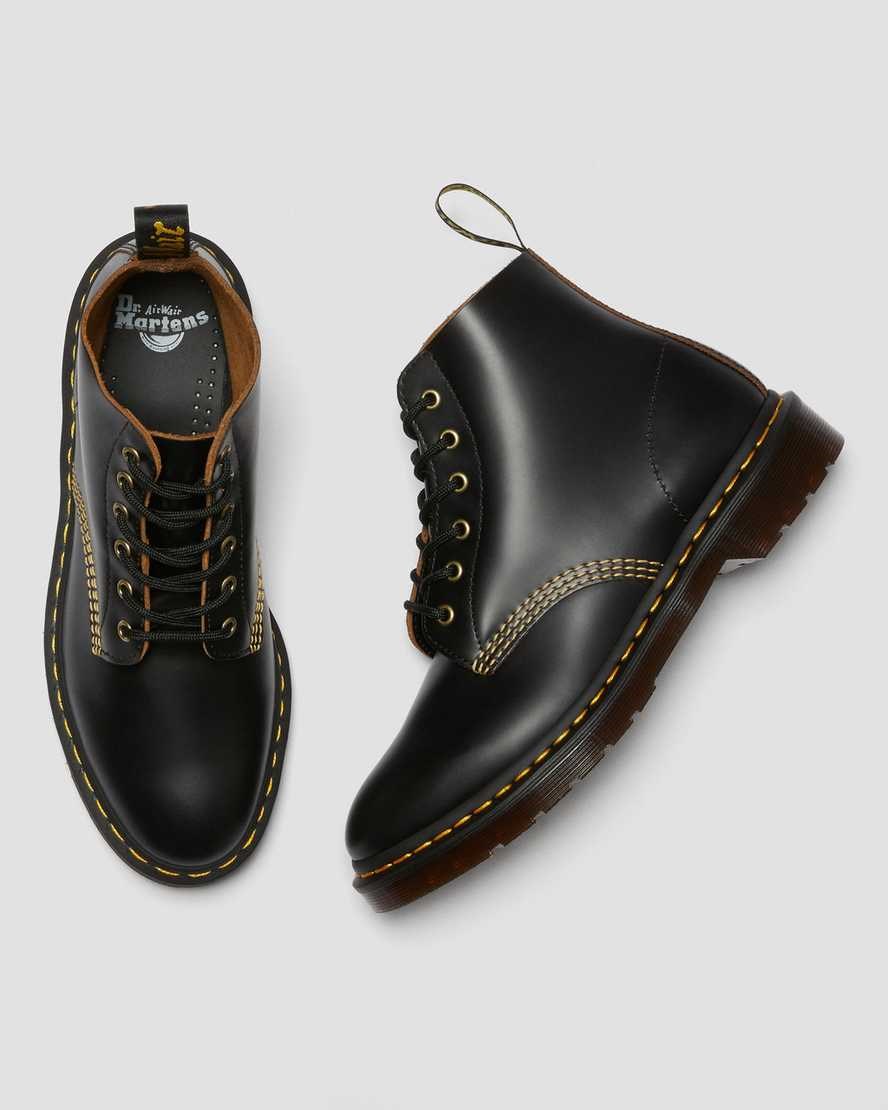 Black Vintage Smooth Women's Dr Martens 101 Vintage Smooth Leather Ankle Boots | 497635-CSU