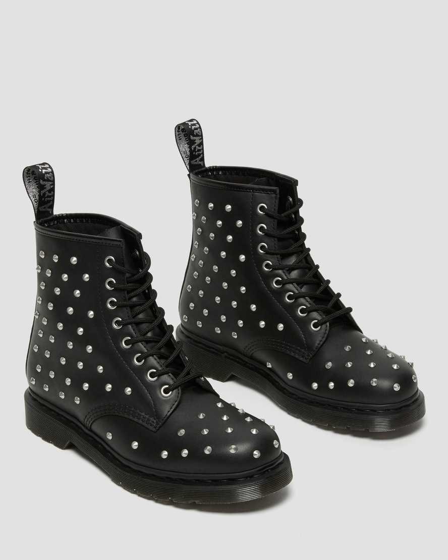 Black Wanama Men's Dr Martens 1460 Stud Wanama Leather Lace Up Boots | 573842-OBF