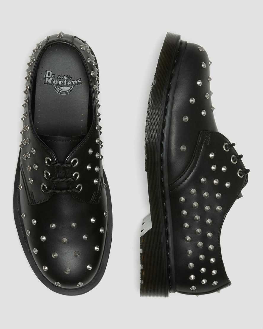 Black Wanama Men's Dr Martens 1461 Stud Wanama Leather Oxford Shoes | 680513-HPL