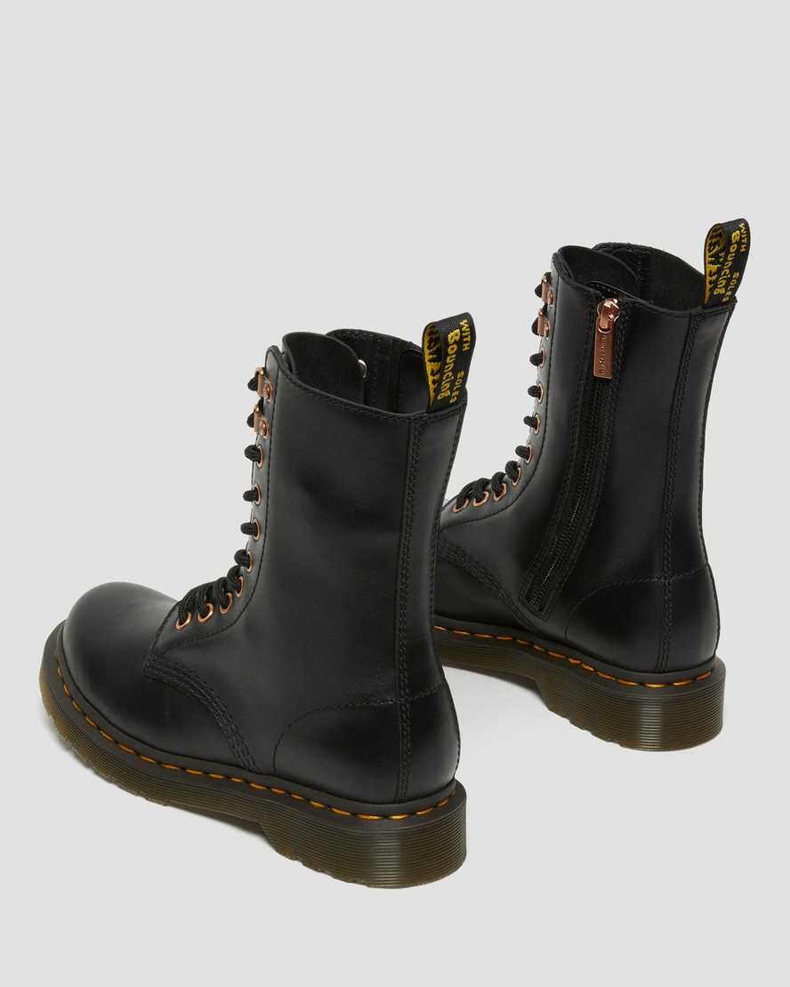 Black Wanama Men's Dr Martens 1490 Rose Gold Hardware Leather Zip Up Boots | 093172-XJM