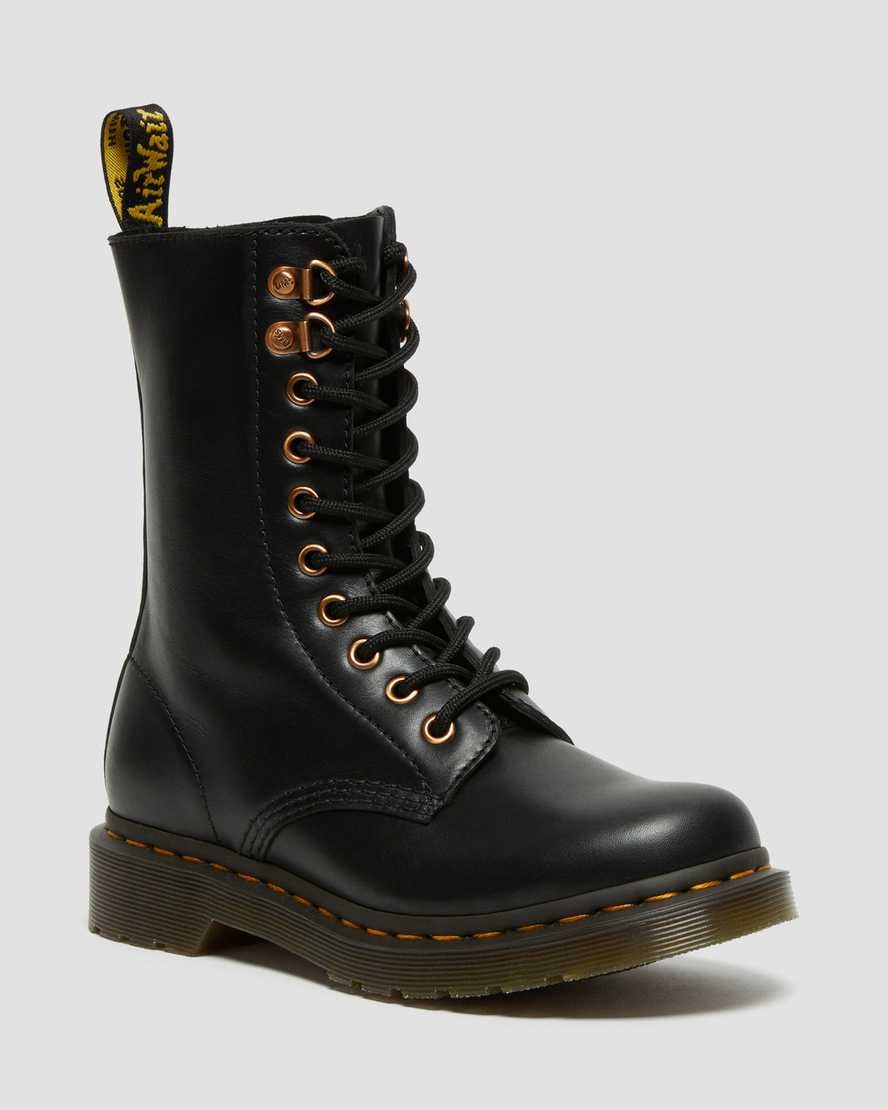 Black Wanama Men's Dr Martens 1490 Rose Gold Hardware Leather Zip Up Boots | 093172-XJM