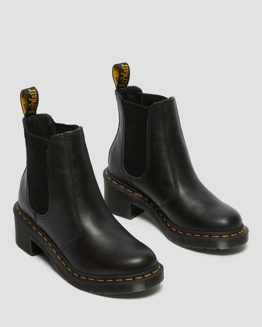 Black Wanama Women's Dr Martens Cadence Leather Heeled Chelsea Boots | 083251-TFO