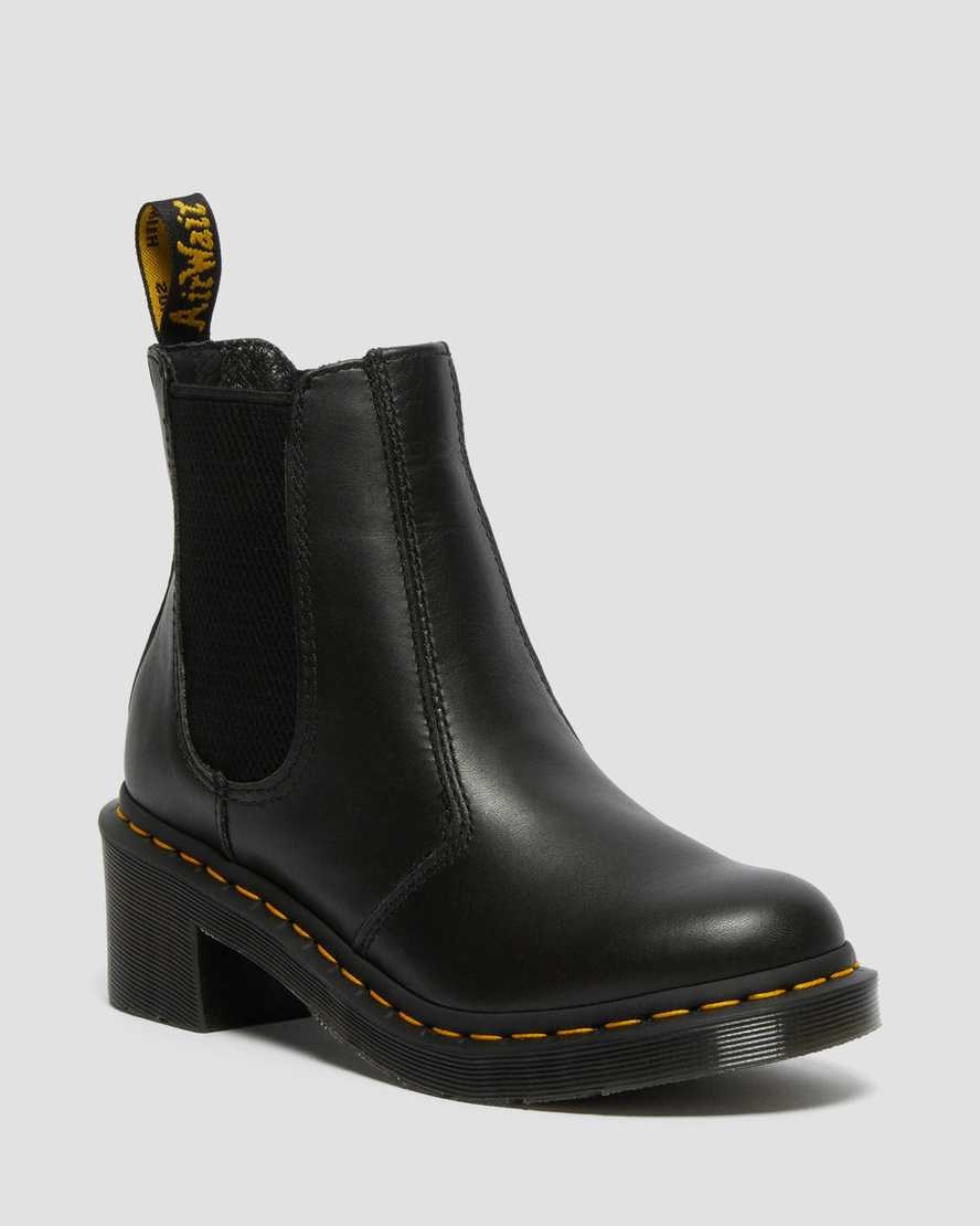 Black Wanama Women's Dr Martens Cadence Leather Heeled Chelsea Boots | 083251-TFO