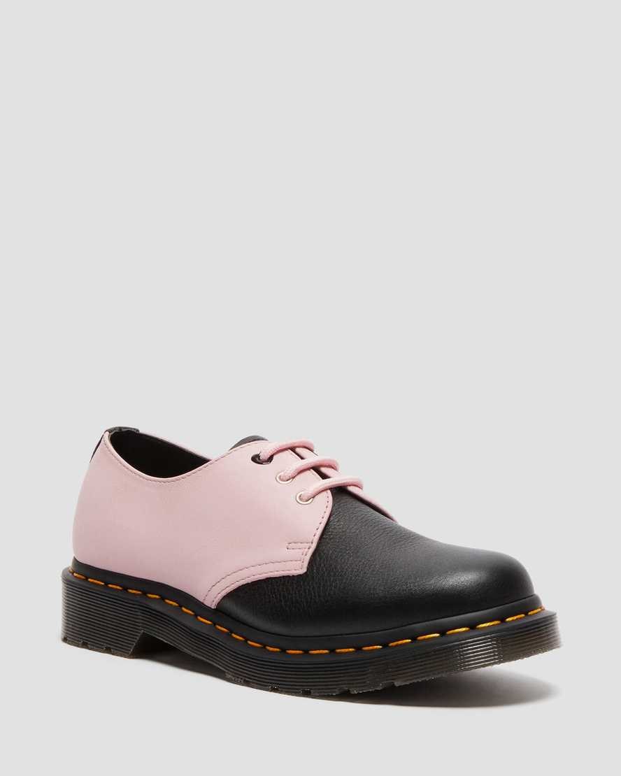 Black Women\'s Dr Martens 1461 Contrast Virginia Leather Oxford Shoes | 462735-PSB