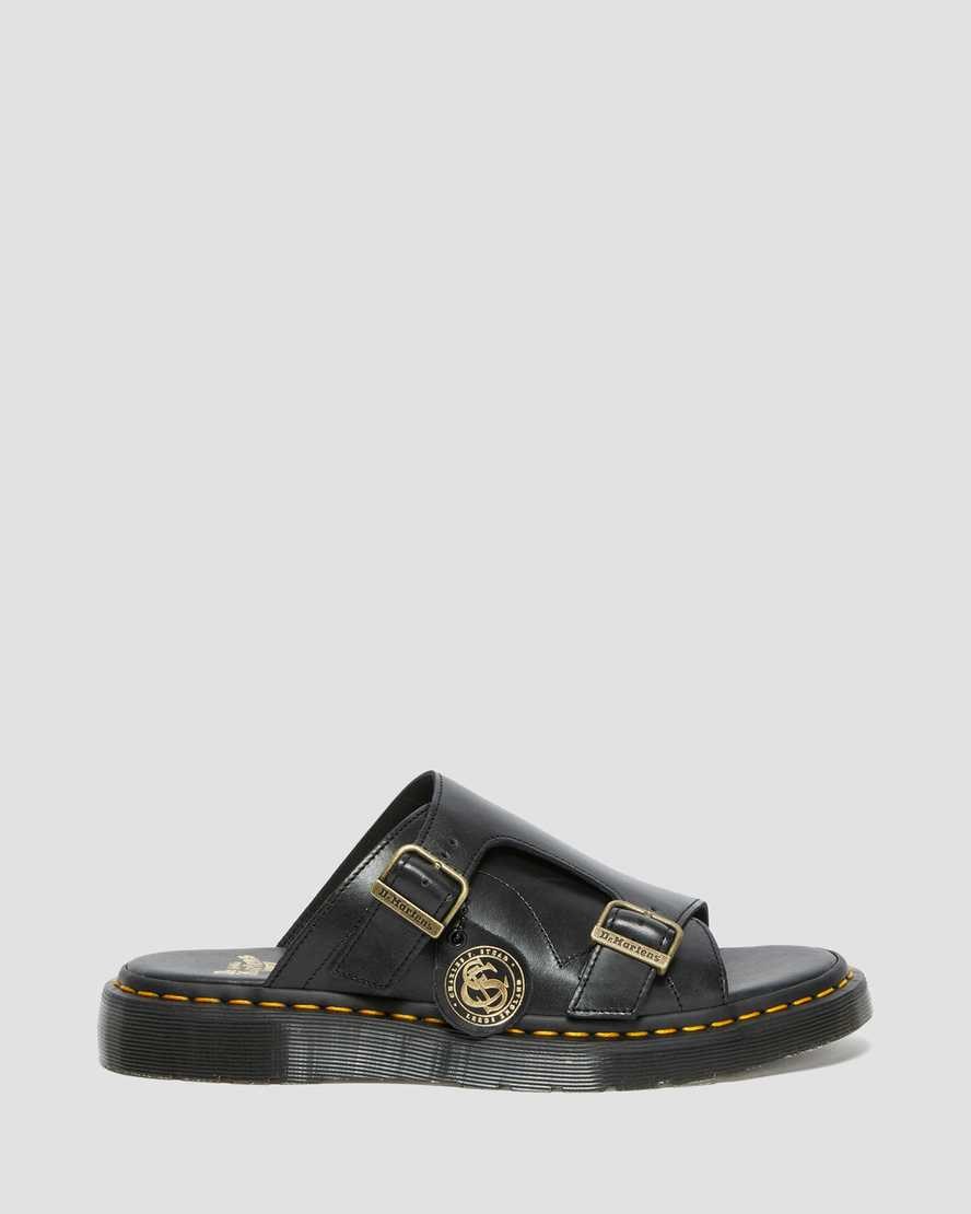 Black Women's Dr Martens Dayne Made in England Leather Slide Sandals | 468790-AIY