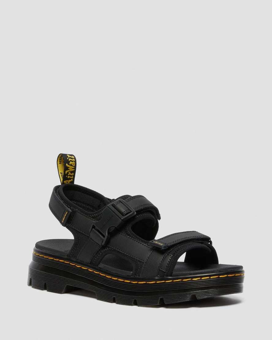 Black Women\'s Dr Martens Forster Webbing Sandals | 637859-YSF