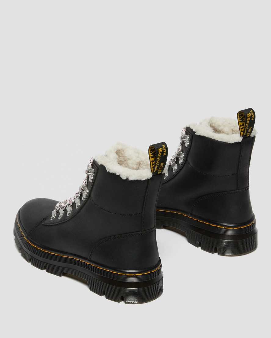 Black Wyoming Women's Dr Martens Combs Faux Shearling Lined Lace Up Boots | 105627-IAT