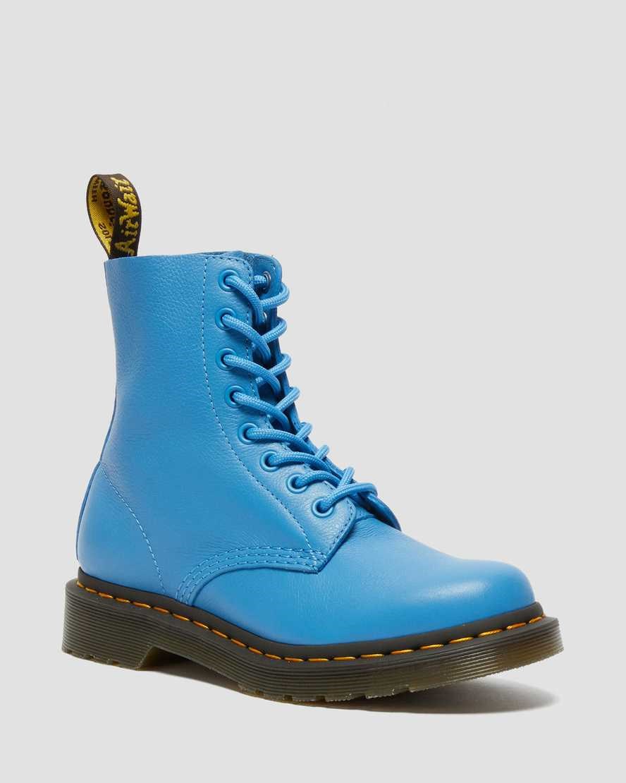 Blue Virginia Women's Dr Martens 1460 Pascal Virginia Leather Lace Up Boots | 359867-FQI