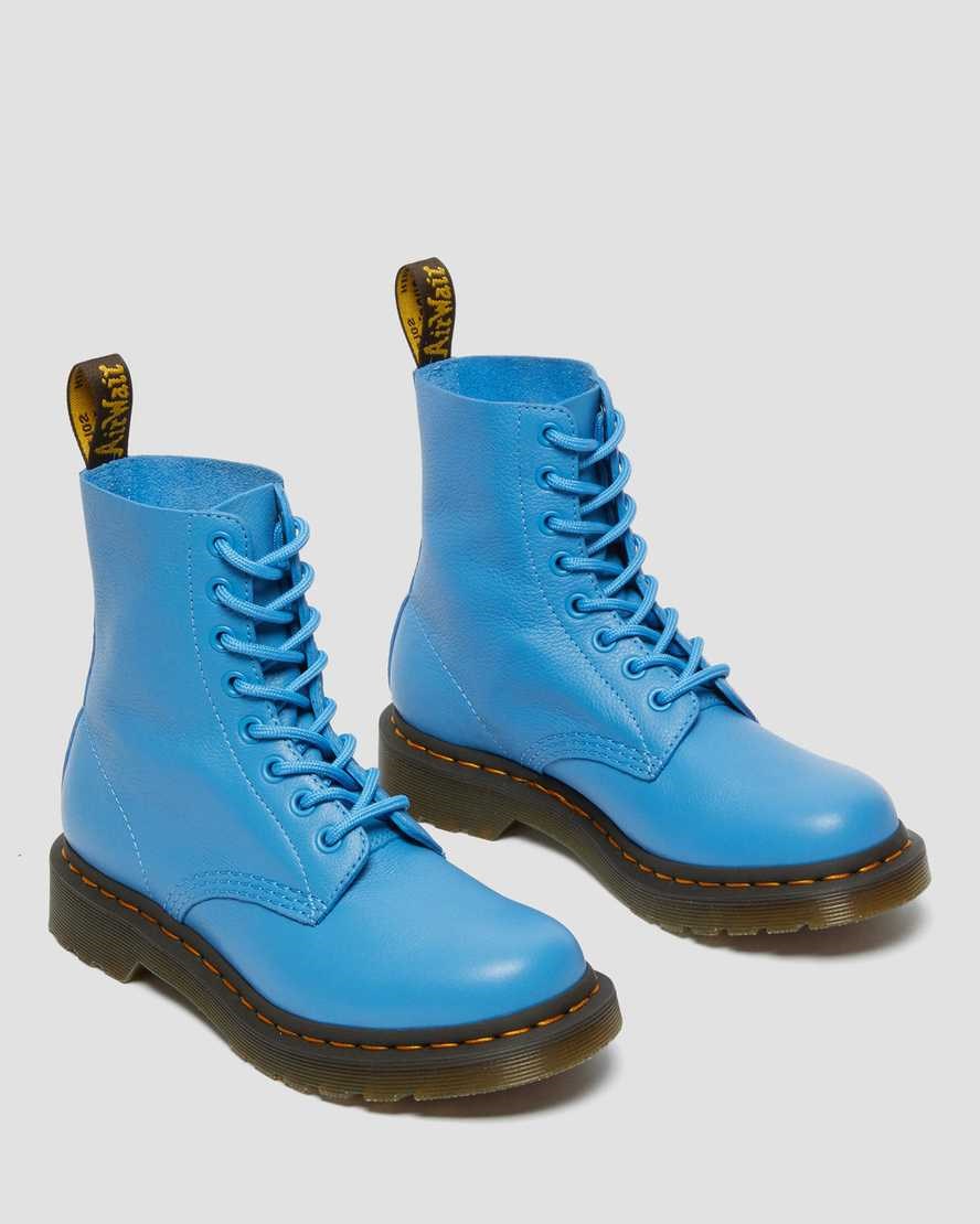 Blue Virginia Women's Dr Martens 1460 Pascal Virginia Leather Lace Up Boots | 359867-FQI