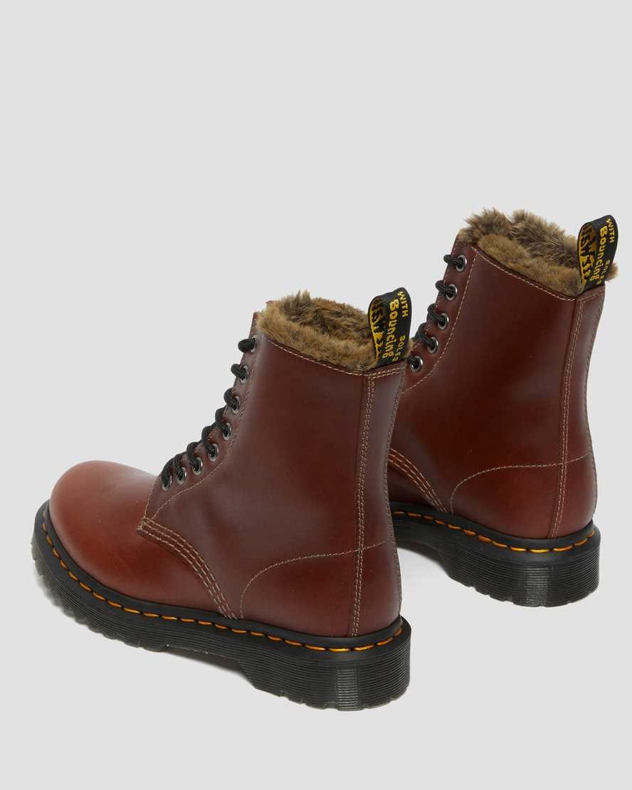 Brown Abruzzo Wp Women's Dr Martens 1460 Serena Faux Fur Lined Lace Up Boots | 469128-JRG