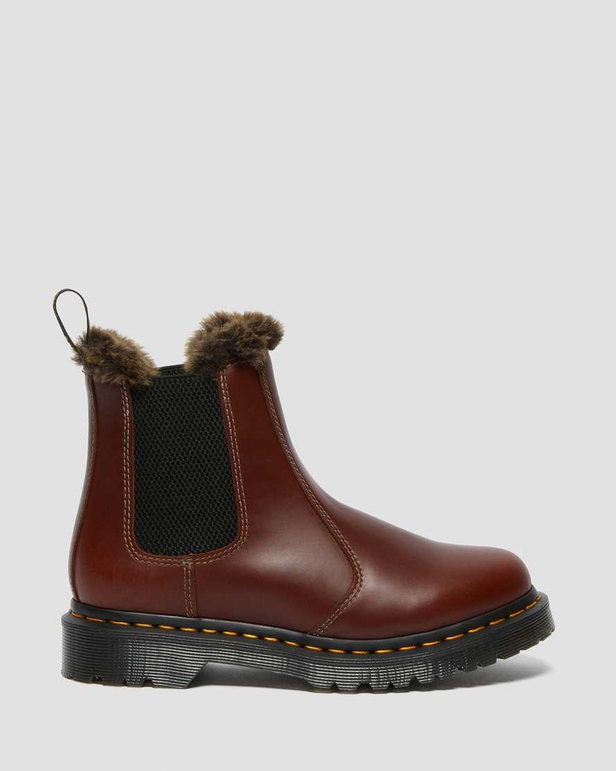 Brown Abruzzo Wp Women's Dr Martens 2976 Leonore Faux Fur Lined Chelsea Boots | 153760-EFL