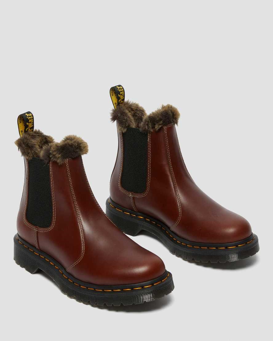 Brown Abruzzo Wp Women's Dr Martens 2976 Leonore Faux Fur Lined Chelsea Boots | 153760-EFL