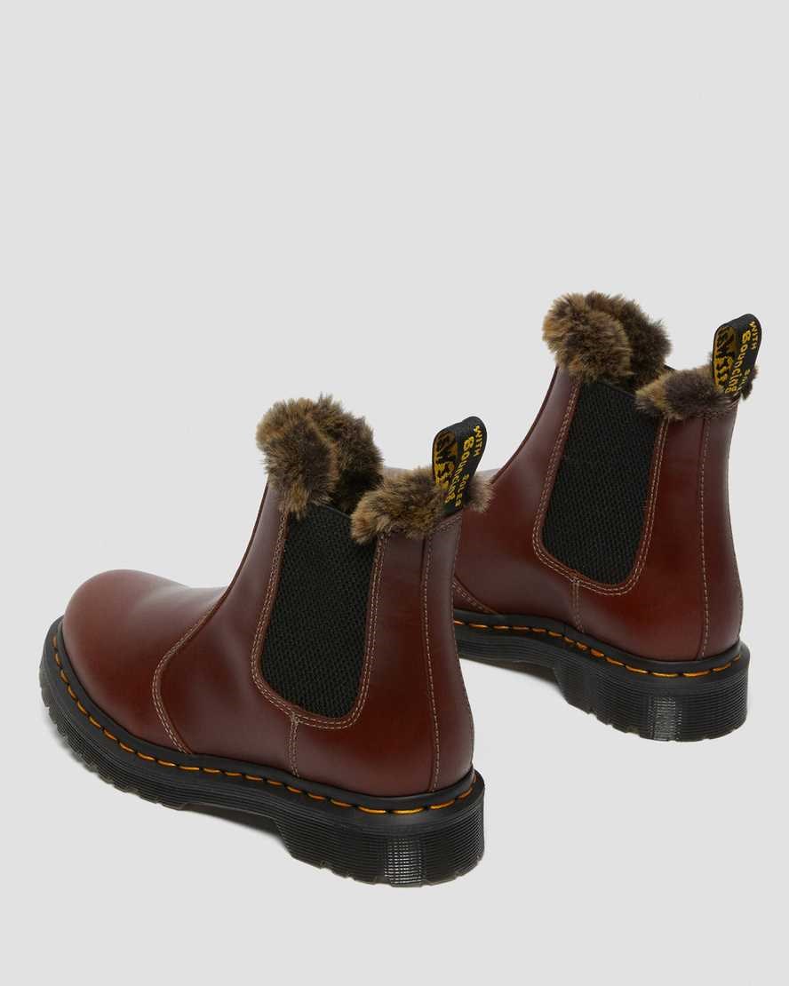 Brown Abruzzo Wp Women's Dr Martens 2976 Leonore Faux Fur Lined Chelsea Boots | 153760-EFL