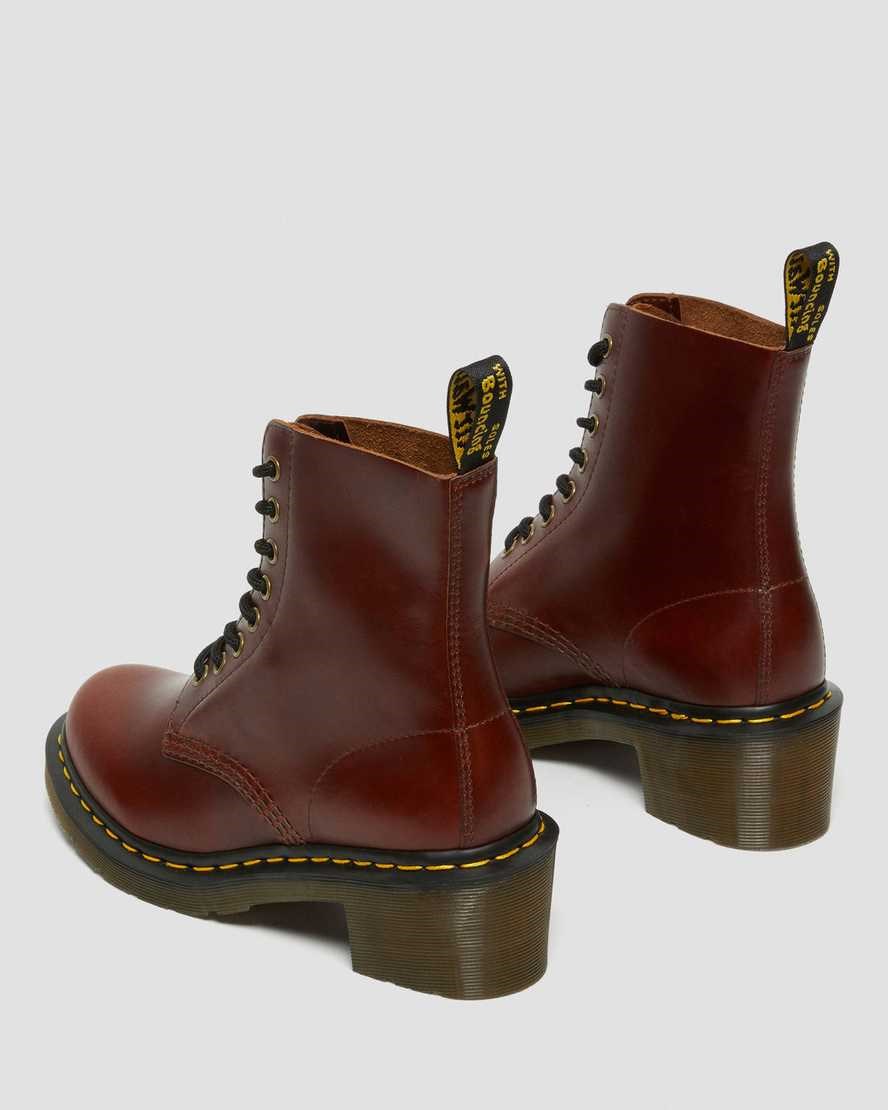 Brown Abruzzo Wp Women's Dr Martens Clemency Leather Heeled Boots | 038674-UEZ